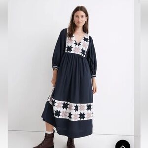 Madewell Quilted Patchwork Midi Dress